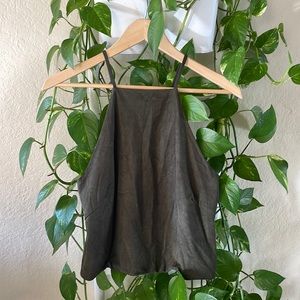 OLIVACEOUS GREEN MICROSUEDE OPEN BACK TOP